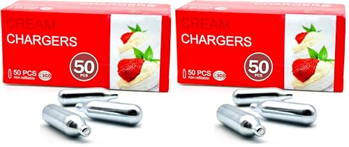 ICO Cartuchos Gas Oxido Nitroso N2O, 50uds, Capsulas NO2 De Crema Batida De 8g para El Sifon de Cocina (Paquete de 2)