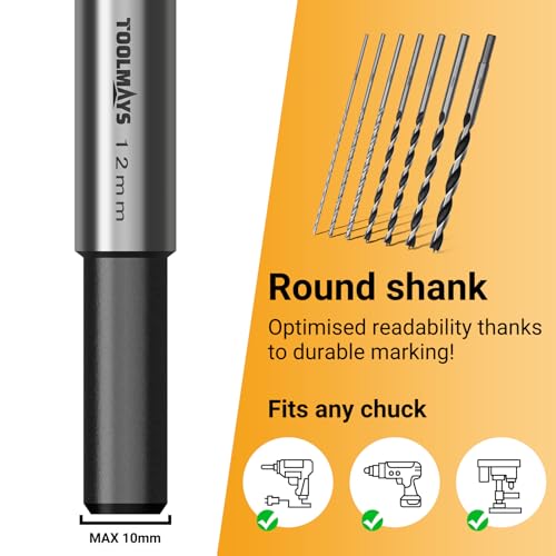 TOOLMAYS 7pcs Wood Drill Bit Set 4 mm, 5 mm, 6 mm, 7 mm, 8 mm, 10 mm, 12 mm x 230 mm Long Drill Bits Wood For Hardwood Softwood Plywood Mdf And Chipboard 6 TOOLMAYS 7pcs Wood Drill Bit Set 4 mm, 5 mm, 6 mm, 7 mm, 8 mm, 10 mm, 12 mm x 230 mm Long Drill Bits Wood For Hardwood Softwood Plywood Mdf And Chipboard - Image 6