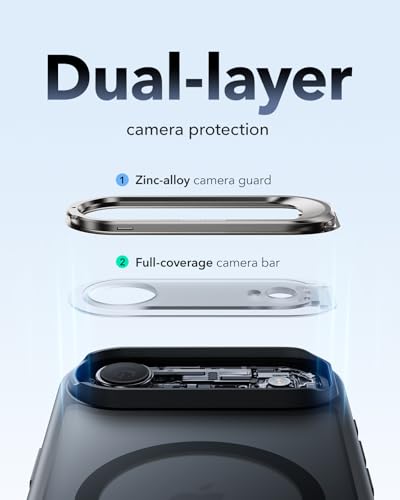 Image of ESR for iPhone Air Case with Stash Stand, Camera Control Cover Compatible with MagSafe, Military-Grade Drop Protection Magnetic Phone Case for iPhone Air, Scratch-Resistant Back Cover,Frosted Black