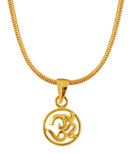 Image of Handicraft Kottage 1 gm Micro Gold plated Stylesh Modern Brass Chain Pendant locket Necklace for Men,women and kids Ganesh ganapti ganpati bappa (Style7)