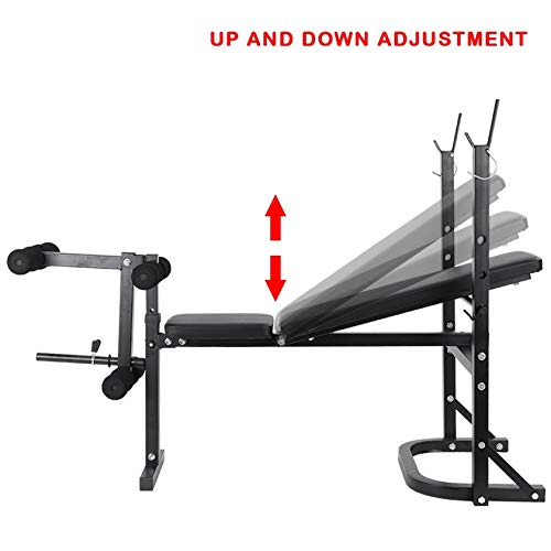 Adjustable Olympic Weight Bench Power Tower Workout Dip Station with Preacher Curl Leg Trainer Multi-Functional Weight Bench Set for Indoor Gym Home Fitness Exercise (US Stock)