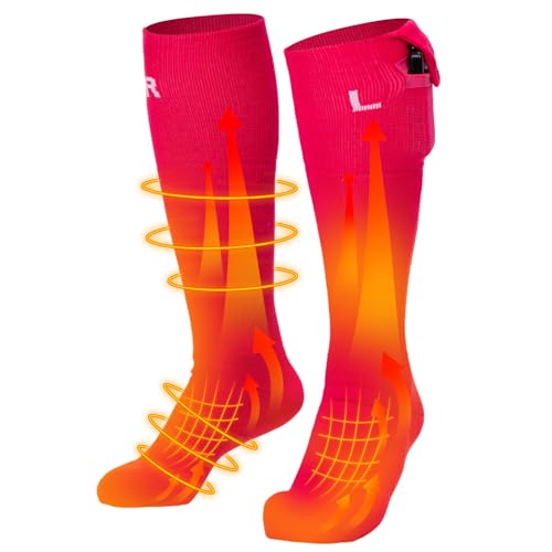 KEMIMOTO Wool-Blended Heated Socks for Men APP Control, Ski Socks Men with Toes Heat Zone, Machine Washable Toe Warmer with 5000mAh Battery, for Winter Skiing Motorcycle