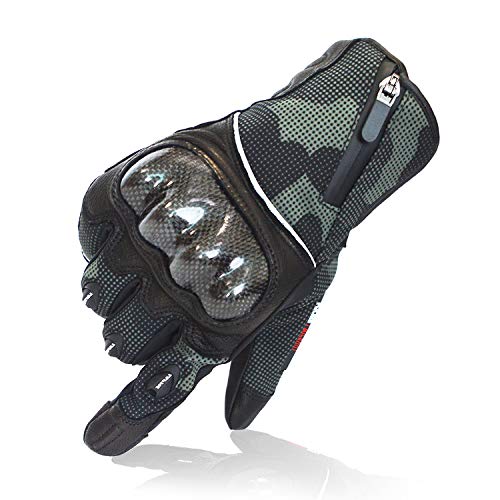 Camo Motorcycle Gloves,Full Finger Winter Waterproof Windproof Touchscreen Motorbike Gloves for Men (Camo, Large)