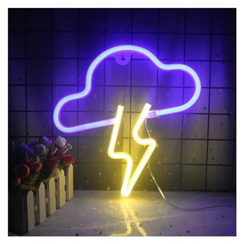 Enseigne au néon LED foudre et nuage lampe murale decorative couleur H