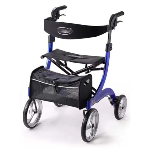 Déambulateur pliable avec siège, déambulateur tout-terrain avec amortisseur Déambulateur léger avec grandes roues Supporte jusqu'à 220 lb Poignées réglables Déambulateurs pour personnes âgées