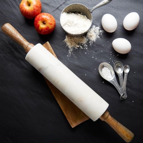 Whitemarblerollingpinwithwoodbase  Urban Country Home Decor White marble rolling pin with wood base  urban country home decor