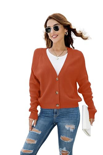 Image of TASAMO Womens Cardigan Sweaters 2026 Fall Cropped Lightweight Sweater