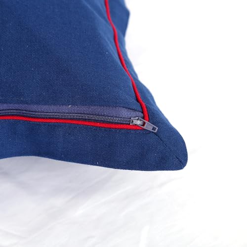 Image of Swayam Set of 2 Solid Cotton Blue Cushion Cover | 16 x 16 Inch | Soft Breathable Fabric with Hidden Zipper | Decorative & Stylish Cushion Covers for Sofa, Living Room, Bedroom & Couch