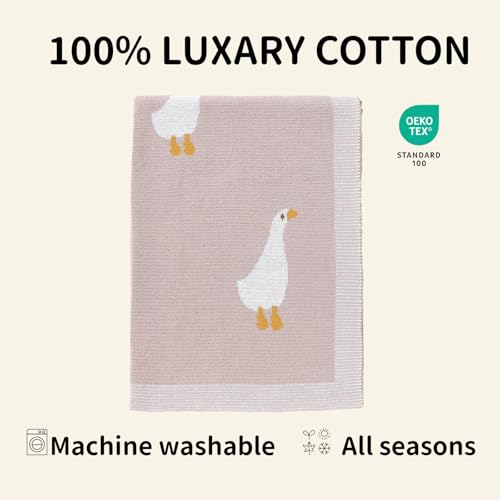 Image of mimixiong Baby Blanket Knit Receiving Boys Girls Blanket Soft Cotton Neutral Blanke for Swaddle Crib Stroller with Cute Sheep (Goose-Pink, 30x40 Inch (Pack of 1))