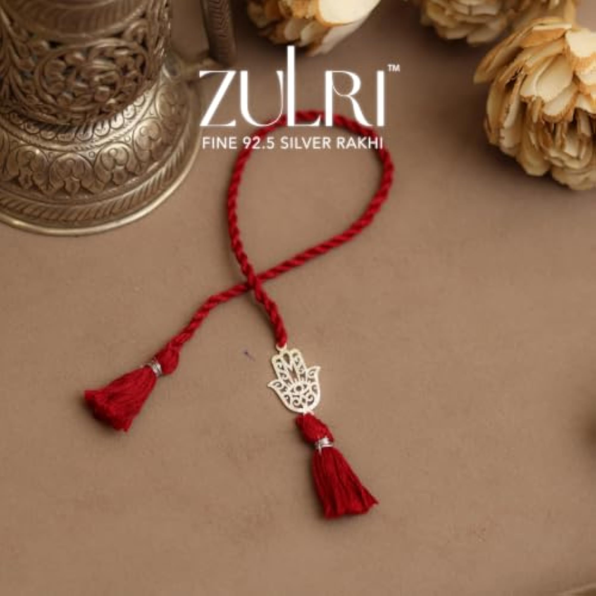 925 Sterling Silver Hamsa Couple Rakhi for Bhai Bhabhi