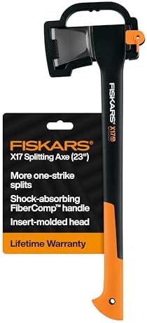 Fiskars X17 Splitting Axe, Tree Branch Cutter and Wood Splitter (23.5-Inch Axe) with Shock-Absorbing Handle