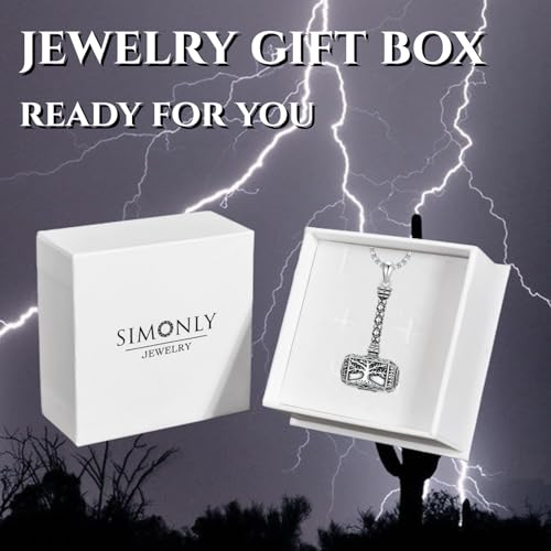 SIMONLY Thors Hammer Necklace 925 Sterling Silver Turquoise Obsidian Tigers Eye Mjolnir Necklace Urn Necklaces for Ashes Viking Cremation Jewelry for Men Women Unisex4