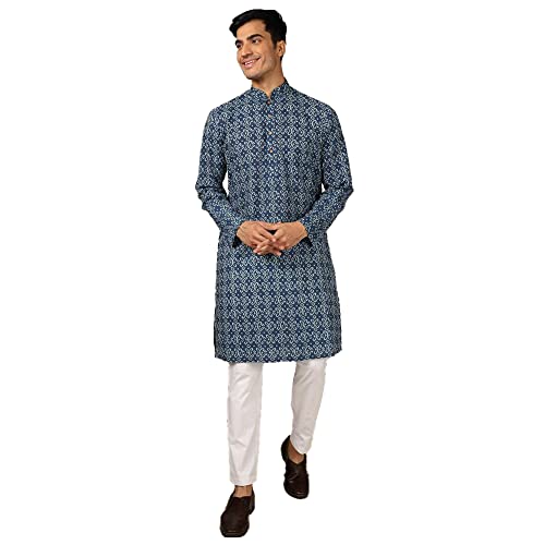 Image of by Shoppers Stop Printed Polyester Slim Fit Mens Casual Kurta