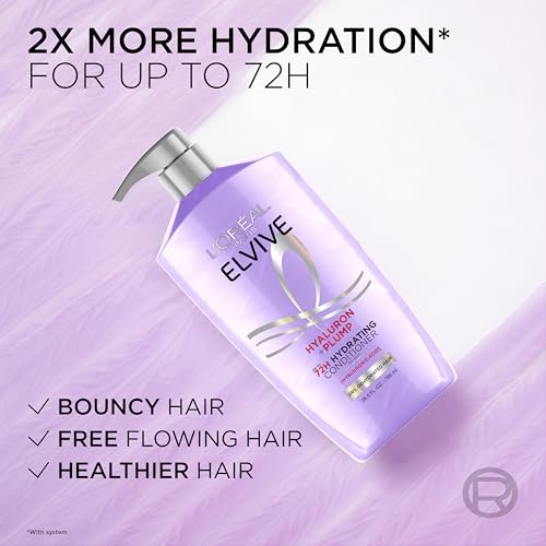 L'Oréal Paris L'Oreal Paris Elvive Hyaluron Plump Hydrating Conditioner for Dehydrated, Dry Hair Infused with Hyaluronic Acid Care Complex, Paraben-Free, 26.5 Fl Oz