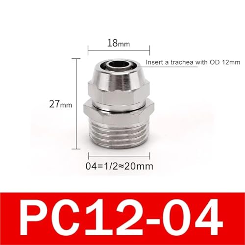 Componentes neumáticos de cobre PC12-04 para tráquea de aire comprimido de 12 mm 3