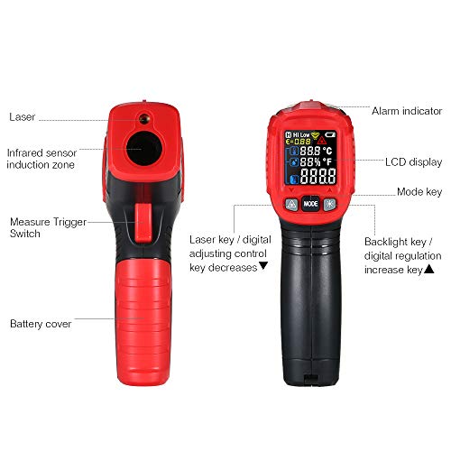 Gecheer Termômetro infravermelho sem contato com infravermelho Testador de temperatura digital portá