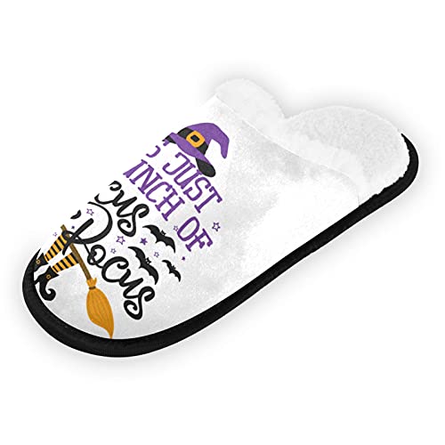Halloween Quote Witch Fuzzy Women's Slippers,It Is Just A Bunch Of Hocus Pocus Medium Fluffy Coral Fleece Travel House Shoes Indoor Outdoor Multi Medium Wide2