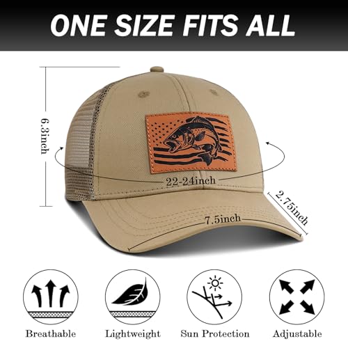 Image of Fishing Hat Fishing Gifts for Men, Bass Fish Flag Hats, Fishing Gear Accessories Stuff, Adjustable Fishing Trucker Hat