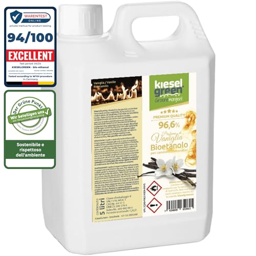 KieselGreen Bioethanolo 5 litri con Fragranza per Caminetto a Etanolo – Bio-etanolo profumato per Ambienti, molte Fragranze - Profumo per Caminetto a bioetanolo da Interno o da Tavolo V5