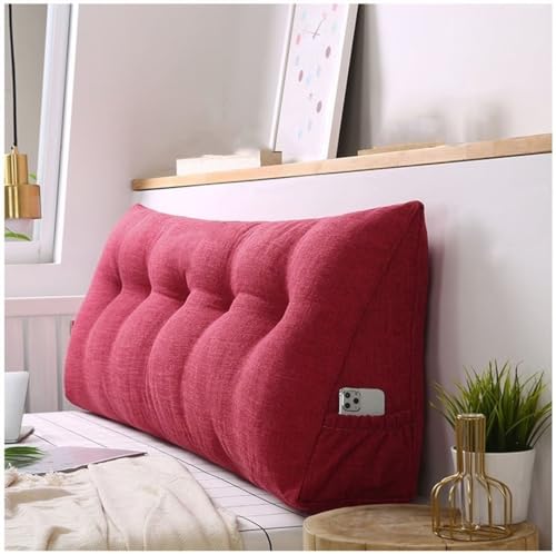 Almohada de cabecero, 100 cm, 120 cm, 150 cm, 180 cm / 200 cm, almohadas grandes, cojín triangular para cabecero, respaldo de cabecero, almohada de lectura (rojo, 120 cm)