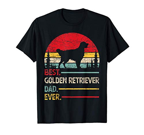 Golden Retriever Best Dad Ever Gift Dog Vintage Retro Men T-Shirt