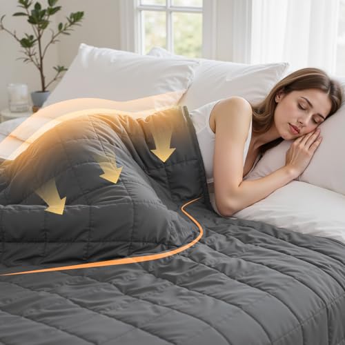 Gkyet Weighted Blanket for Adults(48" x 72",10lbs,Grey) Twin Size Soft Cooling Heavy Blanket for Sleeping,Breathable Blanket with Glass Bead Perfect for 80-120 lbs,All Season,Machine Washable. by Gkyet - Used condition - Image 5