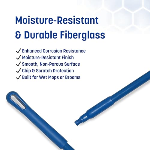 Image of SPARTA 48 inch Fiberglass Replacement Handle with 3 /4 inch Acme Thread Tip, Polyester Veil Reinforced, Hanging Cap, Commercial Cleaning, Blue
