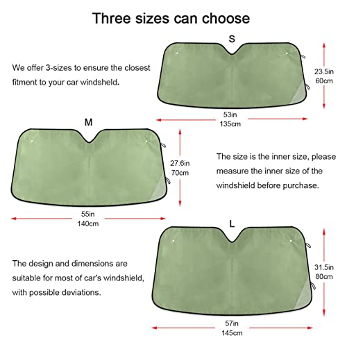 Kigai Green Solid Color Car Windshield Sunshade Front Automotive Sun Shade Foldable UV Sun Visor Protector for Car Truck SUV, 55 x 27.6 Inch by Kigai - Image 4