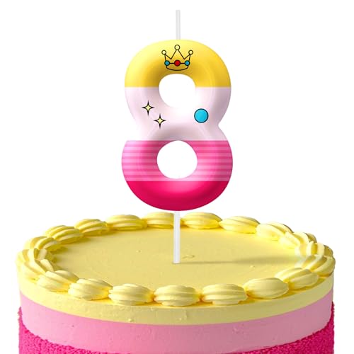 Image of Pink Cartoon Birthday Candles, Number 8 Candle Pink Themed Birthday Party Supplies, 2.4 inch Birthday Candles for Cake Topper Party Decorations, Birthday Decorations for Boys Girls (Number 8)