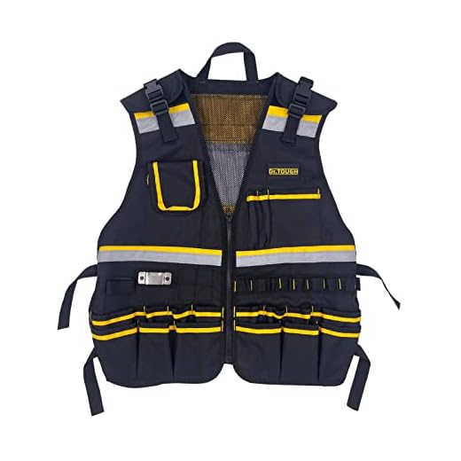 Dr.TOUGH Work Vest for Men Reflective Vest Black Safety Vest for Men Tool Vest For Carpenters Electrician (Yellow)