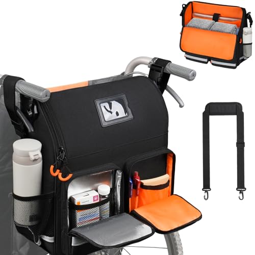 Wheelchair Bags to Hang on Back Wheelchair Backpack Bag Wheelchair Accessories Pouch Storage Bag with Thermal Insulation Pocket for Adults & Senior Bags Only(14 x 6 x 14.5 inch)