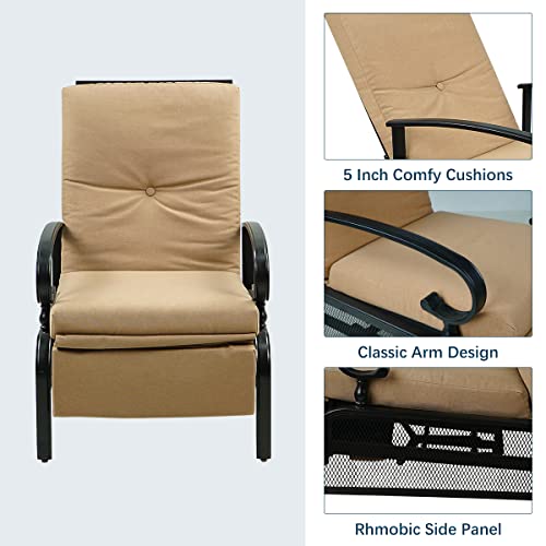 Meooem Patio Recliner Chair Metal Outdoor Reclining Lounge Chair With Removable Cushion Support 300Lbs #TOP5
