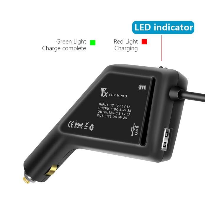 Coyktonty Battery Charger Car Charger for DJI Mini 4 Pro/Mini 3 Pro Drone,Charges Two Batteries and Transmitter at The Same time