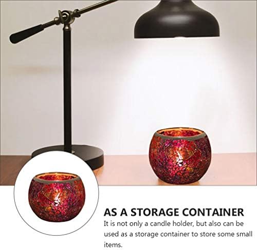 Vosarea Mosaic Glass Tea Light Holder Bowl Glass Votive Round Candle Holder Wedding Centerpieces Desktop Decorations (Colorful)