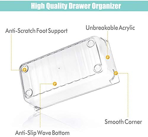 Evance 10pcs Clear Drawer Organizer, Desk Drawer Organizer Trays with 5-Size Plastic Storage Boxes Divider, Versatile Drawer Dividers Makeup Organiser Set (Clear)