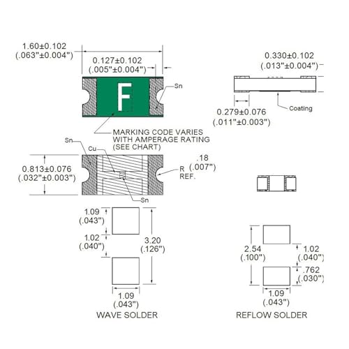 Fusible 0603 3A 32V CMS composant électronique montage surface action rapide