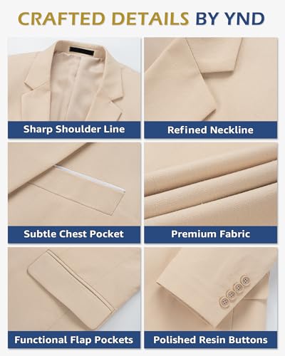 YND Men's Casual One Button Linen Suit Jacket, Slim Fit Sport Coat Lightweight Business Blazer3