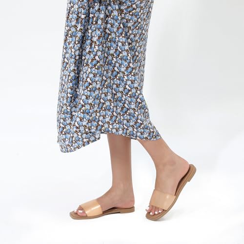 Image of FITORY Women's Slide Sandals Fashion Square Open Toe with Cushioned Footbed Slippers for Beach Size