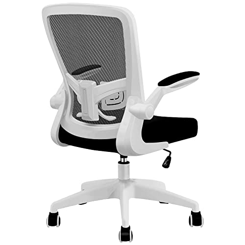 FelixKing Office Chair, Ergonomic Desk Chair with Adjustable Height and Lumbar Support Swivel Lumbar Support Desk Computer Chair with Flip up Armrests for Conference Room (White)