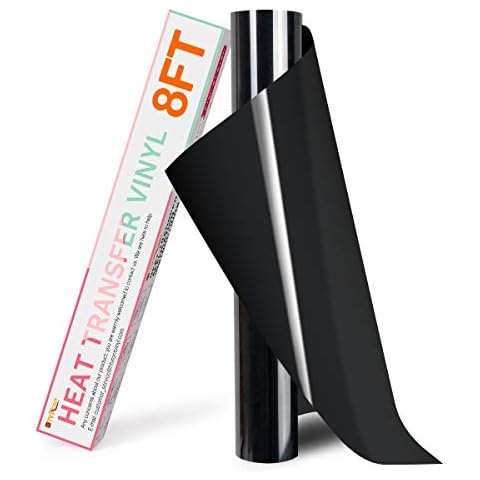 HTVRONT HTV Heat Transfer Vinyl Roll- 12" x 8ft Black HTV Vinyl for Shirts, Iron on Vinyl for All Cutting Machine - Easy to Cut & Weed for Iron Design (Black) Cover