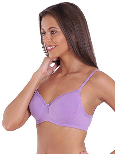 Image of Jockey 1723 Women Wirefree Padded Super Combed Cotton Elastane Stretch Medium Coverage T-Shirt Bra with Lace Styling