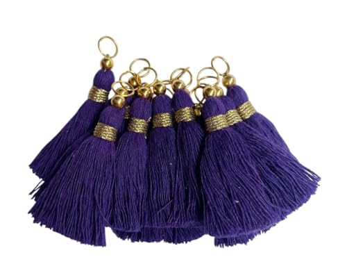 Image of Zippy Flora Micro 1.5 inch Length Cotton Handmade Tassels for Saree /Blouse /Dupatta /DIY /Decor (Pack of 12) (Dark Purple)