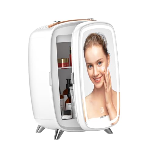 LIGIANT Skincare Fridge, With 3-Level Dimmable LED Light Mirror, Low Noise Beauty Fridge, 6L Large Capacity, Semiconductor Cooling, Portable Design for Multiple Uses - Bedroom, Office, and Travel