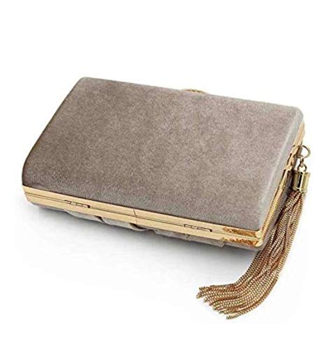 TOOBA Handicraft Beautiful Flower Box Clutch Bag Purse for Bridal, Casual, Wedding Bag for Women & Girls (Velvet Beige) 2