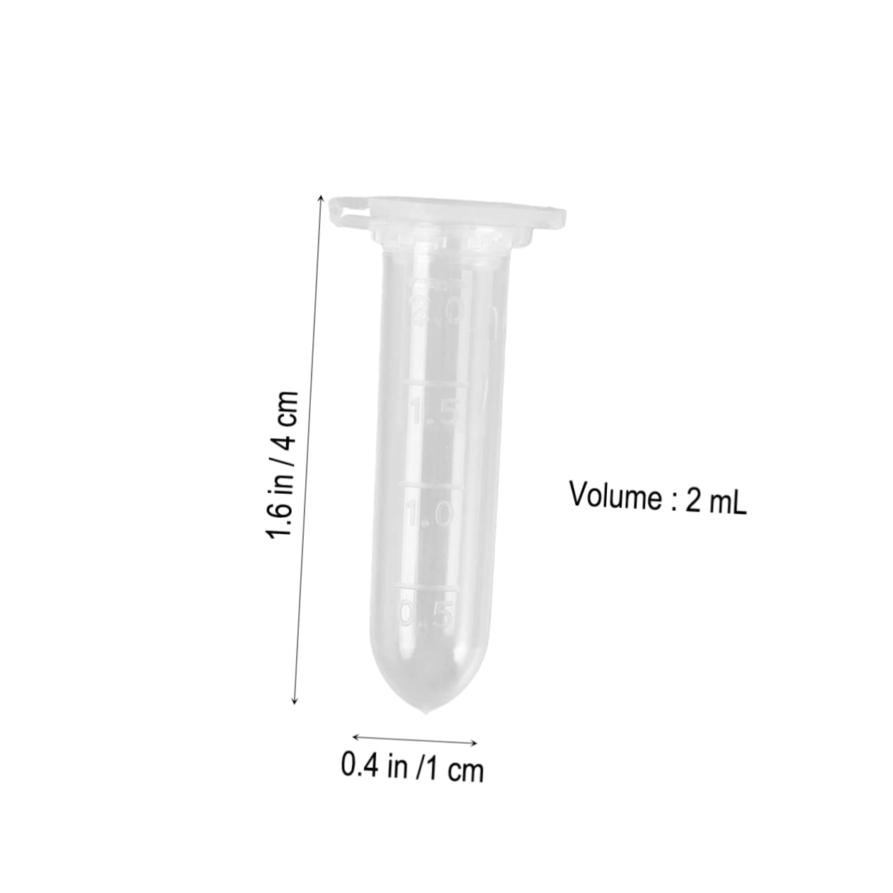 Tubo de Microcentrífuga de 2ml, Base Redonda, Tapa Flexible, Plástico Transparente, 1000 Piezas para Laboratorio