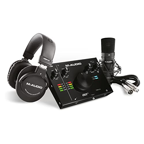 M-Audio Interfaz Audio USB, Micrófono Condensador XLR, Audífonos, Paquete de Software de Grabación y Cable XLR - AIR 192x4 VSP