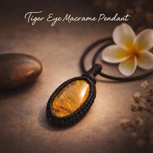 Image of REMEDYWALA Gemstone Macrame Pendant for Reiki & Crystal Healing, Natural Stone