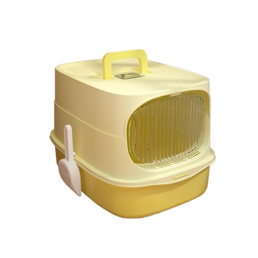 Artykuły dla zwierząt, Duża plastikowa kuweta dla kota z pokrywką i szufelką, wysokie boki dużych kotów(Yellow)