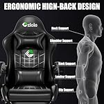 Gaming Chair, Ergonomic Office Computer Chair with Footrest and Lumbar Support Massager Racing Style High Back Video Gamer Chair, Wide＆Thick Cushion, 90°-135° Recline, Adjustable Height, Black - Image 3