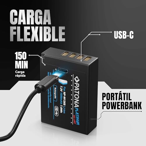 PATONA Platinum Batería Repuesto para Fuji NP-W126S 1050mAh USB-C Compatible con Fujifilm FinePix HS50EXR HS30EXR X100F X100V X-T1 X-T2 X-T3 X-T20 X-T30 II X-Pro1 X-Pro3 X-E1 X-E4 X-A1 X-A7 X-H1 - imagen 4